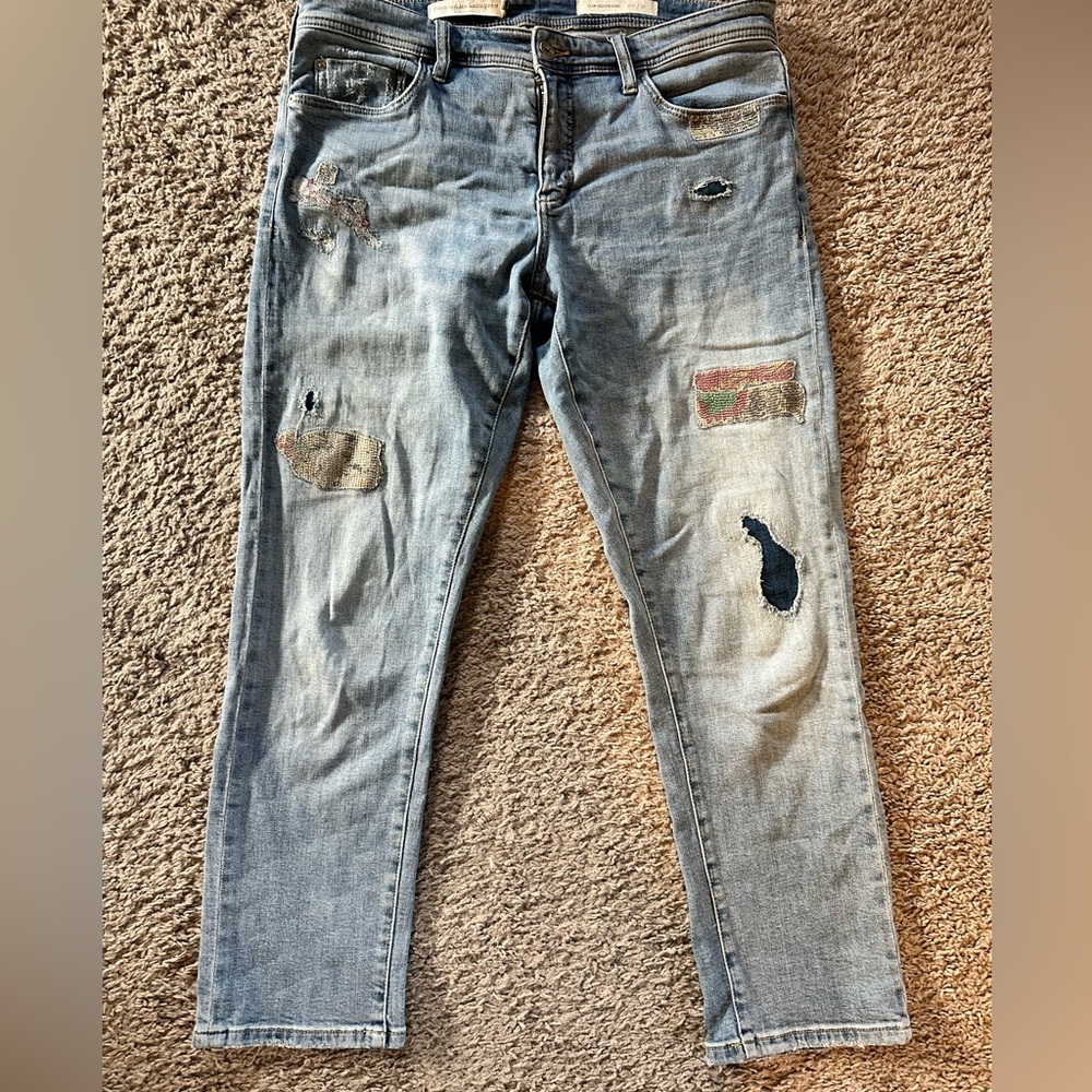 Pilcro Distressed Patchwork Jeans - image 1